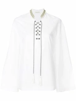 ETRO embellished lace-up blouse