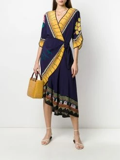 ETRO robe mi-longue imprimée à design portefeuille