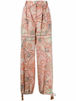 ETRO pantalon imprimé à taille à lien de resserrage