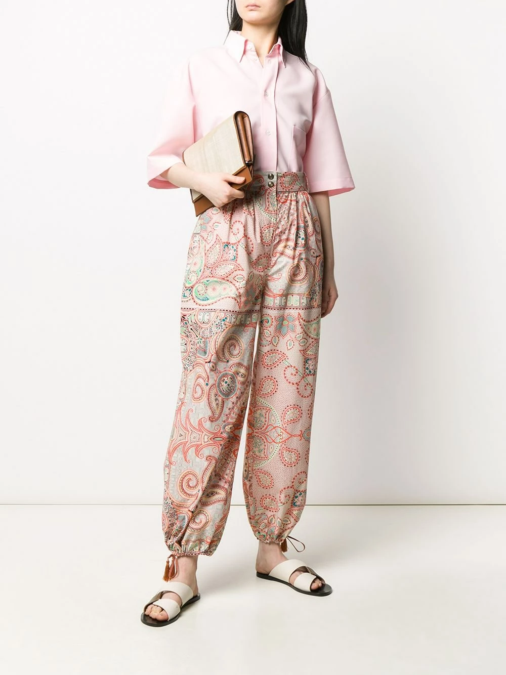 ETRO Pantalon imprimé à taille à lien de resserrage Prix Sacrifiés pantalons taille haute femme 2 ETRO pantalon imprimé à taille à lien de resserrage