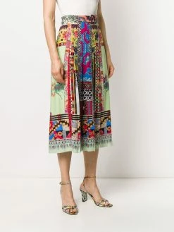 ETRO jupe plissée à mélange d'imprimés