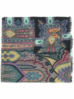 ETRO foulard frangé à motif cachemire