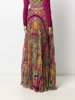ETRO jupe plissée à mélange d'imprimés
