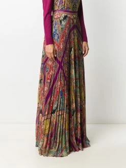 ETRO jupe plissée à mélange d'imprimés