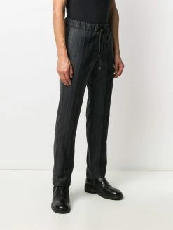 ETRO pantalon rayé à taille à lien de resserrage