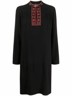ETRO robe droite à col brodé