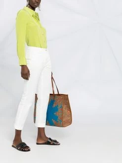 ETRO pantalon slim court à taille haute