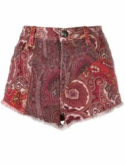 ETRO short en jean à imprimé patchwork