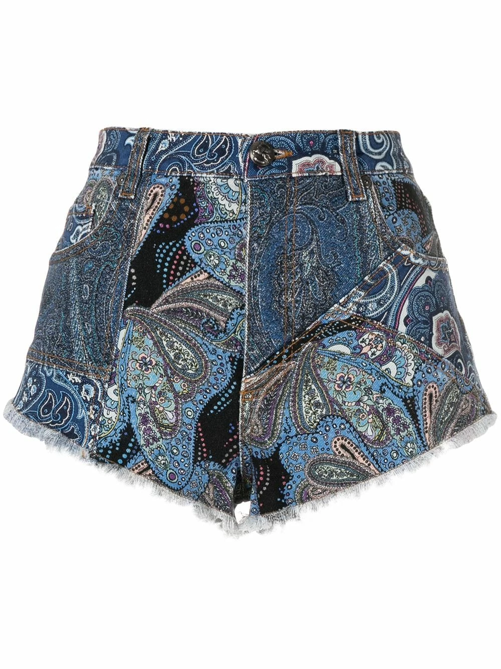 Qualité Garantie ETRO Short en jean à imprimé patchwork shorts courts femme 1 ETRO short en jean à imprimé patchwork