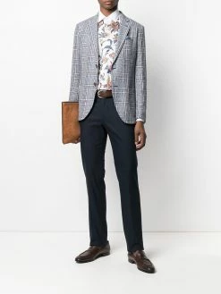 ETRO blazer en lin à carreaux