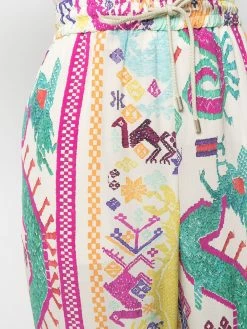 ETRO pantalon en soie à imprimé graphique