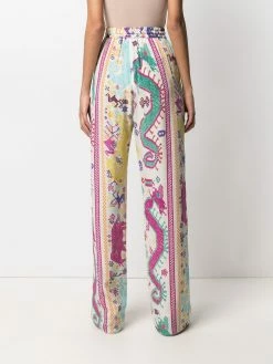 ETRO pantalon en soie à imprimé graphique