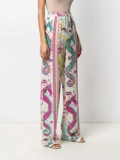 ETRO pantalon en soie à imprimé graphique