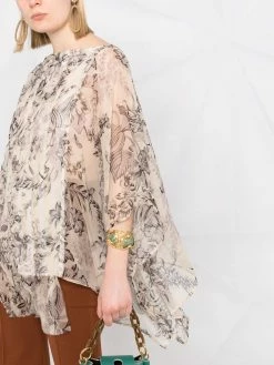 ETRO blouse fleurie à effet de transparence