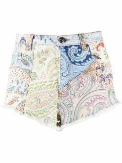 ETRO short en jean à motif cachemire