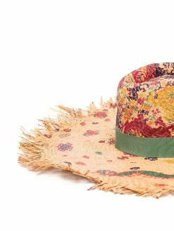 ETRO capeline en raphia à motif cachemire