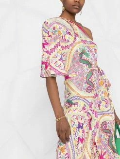 ETRO robe asymétrique à imprimé cachemire