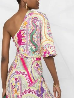 ETRO robe asymétrique à imprimé cachemire