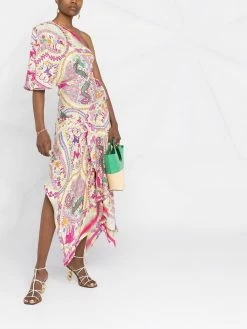 ETRO robe asymétrique à imprimé cachemire