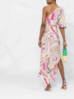 ETRO robe asymétrique à imprimé cachemire