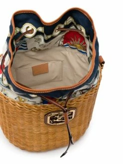 ETRO sac seau en raphia tressé
