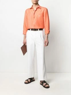 ETRO chemise en lin à logo brodé