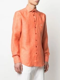 ETRO chemise en lin à logo brodé