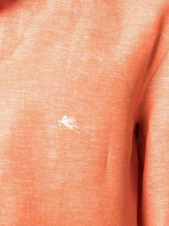 ETRO chemise en lin à logo brodé