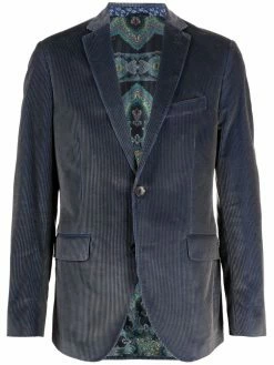 ETRO blazer en velours côtelé à simple boutonnage