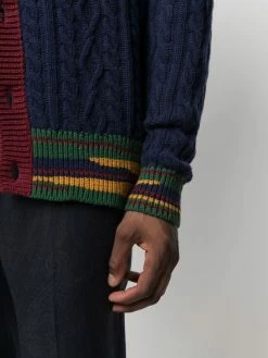 ETRO cardigan en maille torsadée à bords rayés