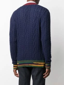 ETRO cardigan en maille torsadée à bords rayés