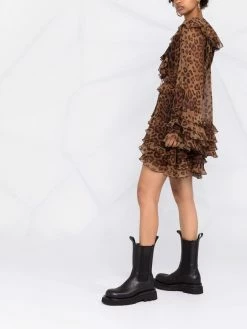 ETRO robe volantée à motif léopard