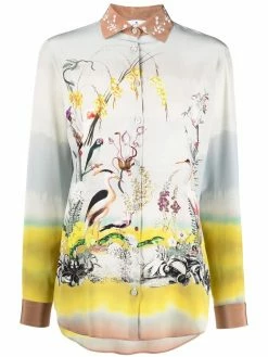 ETRO blouse en soie à imprimé héron