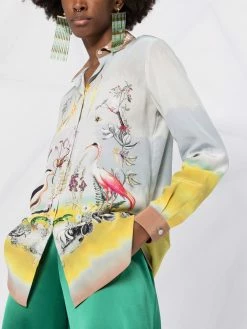 ETRO blouse en soie à imprimé héron