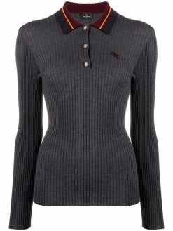 ETRO polo nervuré à manches longues