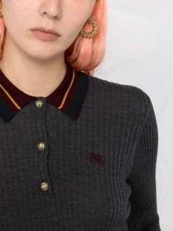 ETRO polo nervuré à manches longues