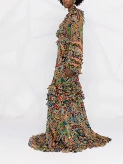 ETRO robe volantée à motif cachemire