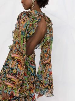 ETRO robe volantée à motif cachemire