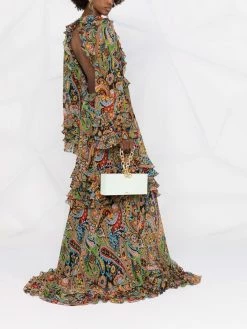 ETRO robe volantée à motif cachemire