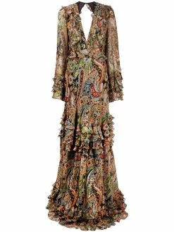 ETRO robe volantée à motif cachemire