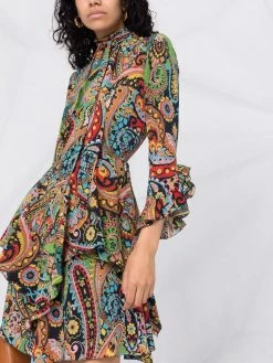 ETRO robe volantée à motif cachemire