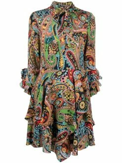 ETRO robe volantée à motif cachemire