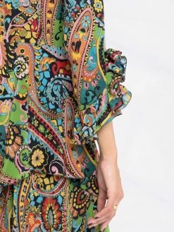 ETRO robe volantée à motif cachemire
