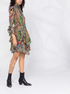 ETRO robe volantée à motif cachemire