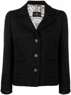 ETRO blazer en fil bouclé à simple boutonnage