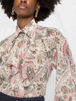 ETRO chemise en soie à motif cachemire