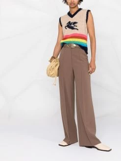 ETRO pull sans manches en maille intarsia