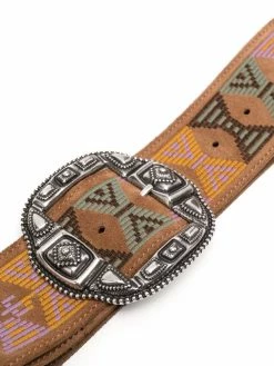 ETRO ceinture en cuir à motif géométrique brodé
