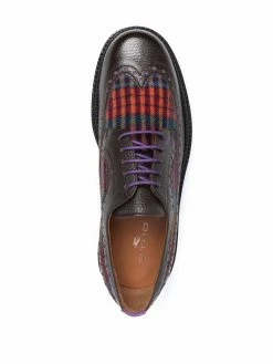 ETRO chaussures en cuir à carreaux