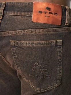 ETRO jean droit à effet délavé